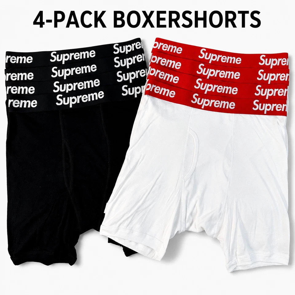 Supreme Boxershorts Herren 4er Pack Boxer Unterhose Schwarz Weiß S-XL Neu OVP - Bild 1 von 4