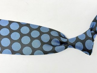 #1 MENSWEAR Charvet Made in France Dark Cigar Ribbed Blue Polka Dot Silk Tie NR