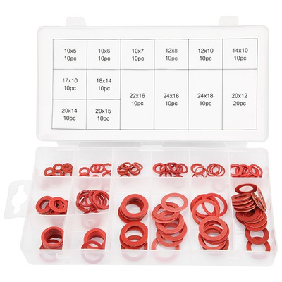 #ad 150pcs 14 Sizes Red Steel Paper Fiber Flat Washers Kit Insulation Washer ¡ $14.22