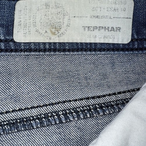 Diesel Jeans Men 33x32 Blue Tepphar Slim Carrot Stretch Distressed Grunge Skater - Picture 12 of 12