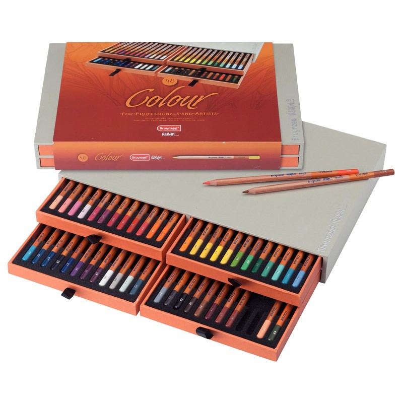 Crayons de couleur beaux arts matériel dessin coffret bois 48 crayons Bruynzeel