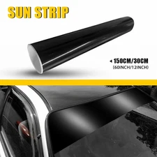 Universal Windshield Banner Gloss Black Vinyl Decal Sun Visor Strip 60"x12" PVC