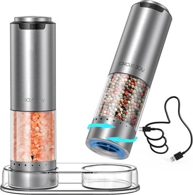 CIRCLE JOY Rechargeable Electric Salt and Pepper Set with Base 