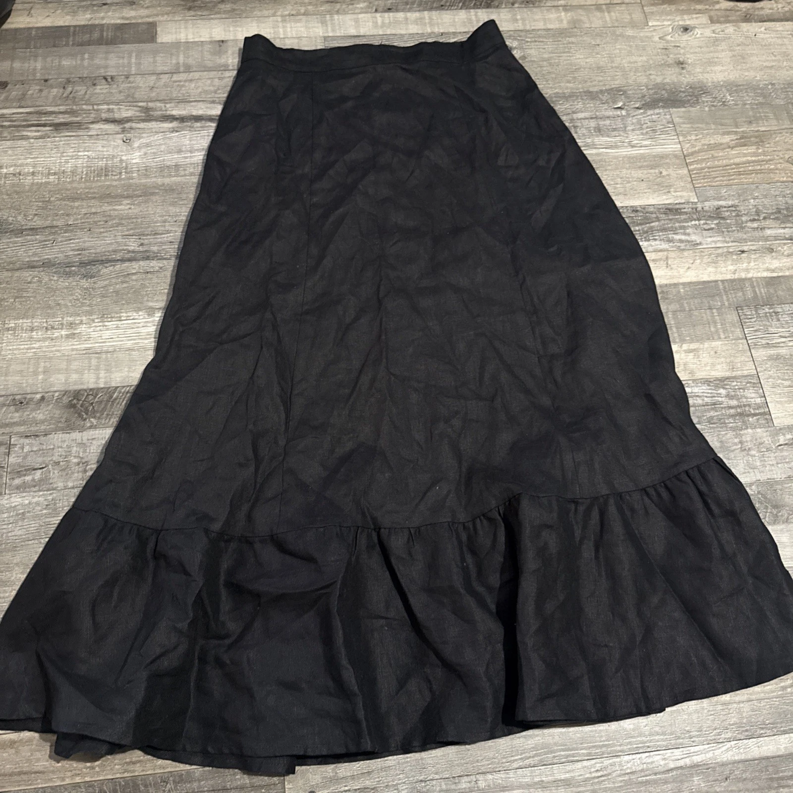 Reformation Womens 100% Linen Full Length Maxi Skirt Black Size Medium 8