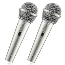 Facmogu 2PCS Fake Microphone Prop - Realistic Plastic Mic, Silver