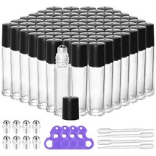 10ml Clear Glass Roller Rottles for Essential Oils, 72 Pack