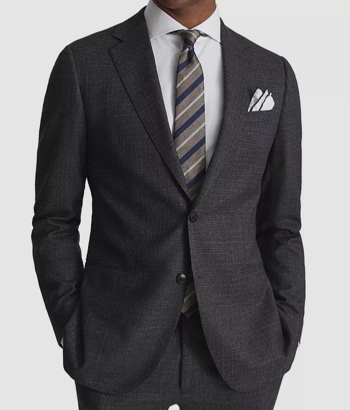 Reiss Men's Gray Dunn Regular Fit Suit Separate Blazer Jacket Size 36R