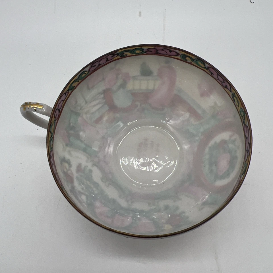 ANTIGUA TAZA DE TÉ MEDALLÓN ROSA FAMILLE PORCELANA JAPONESA Foto 4 de 4