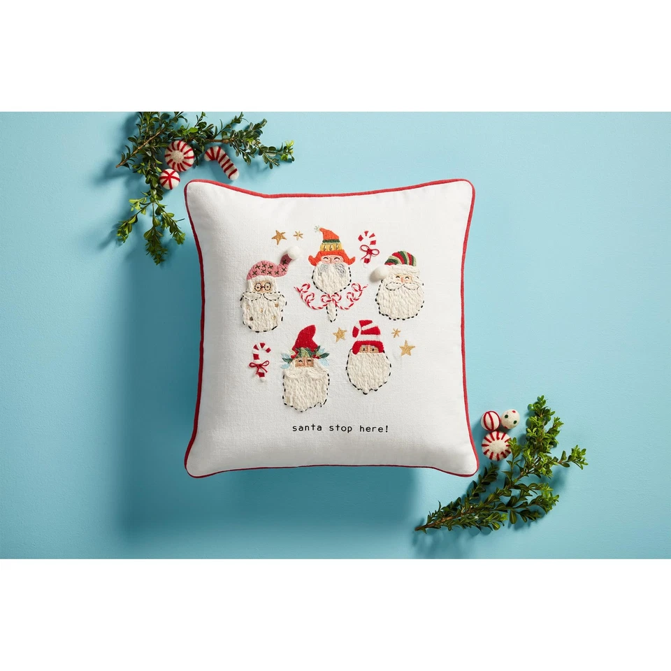 Almohada de Navidad bordada Mud Pie, 18" x 18", blanca Foto 3 de 4