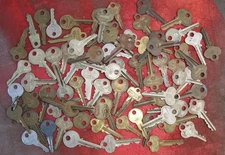 Bundled Lot of 76 Vintage and Antique Flat ILCO Keys, As Pictured, + 2 Coin Keys