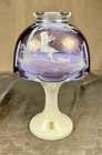 Vintage Mary Gregory Westmoreland Glass 8" Fairy Lamp w/ Milk Glass Base