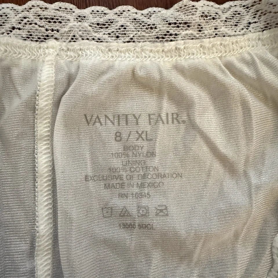 Vanity Fair Nylon Lace Full Brief Panties 8 XL Ivory Granny Retro Style NWOT - Image 2 of 4
