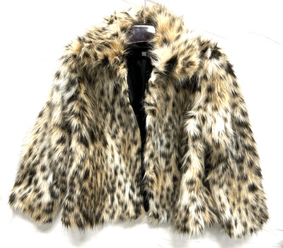 Faux Fur Leopard Print Coat Medium 46  Wide 24  Long 22  Sleeve