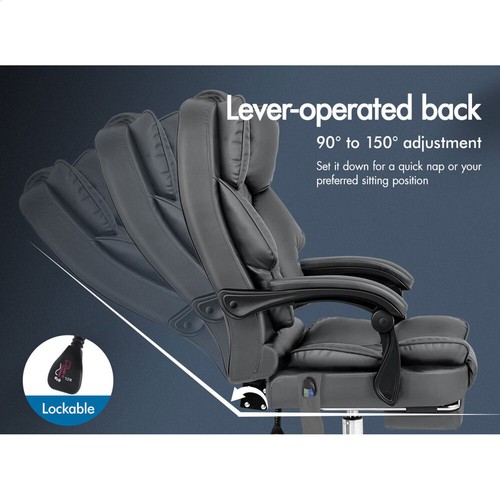 ALFORDSON Massage Office Chair Computer Heated Seat Executive Recliner Gaming - Picture 8 of 11