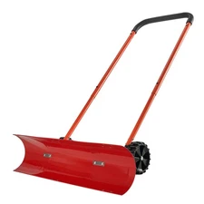 Snow Shovel with Wheels 37.8" Plastic Snow Removal Pusher Snow Plow for Driveway