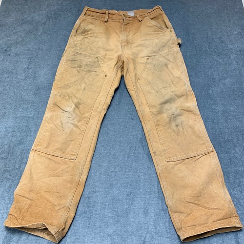 VTG Carhartt USA Made Double Knee Dungaree Carpenter Pants Mens 30x30 Brown by Carhartt, $58.49 - Photo 7