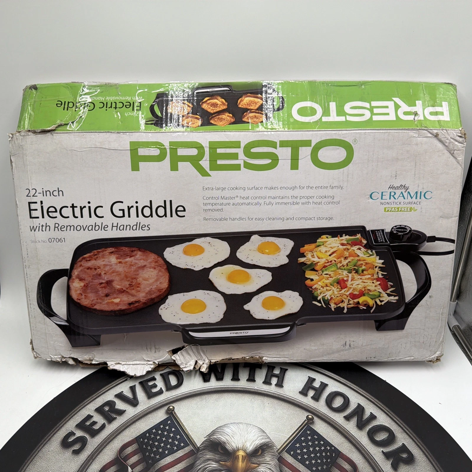 Presto 07061 22 inch Electric Grill Griddle With Removable Handles Black
