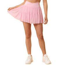 Blogilates Ballerina Skort Size XL Pink Tiered Mesh Skirt High Rise Athletic