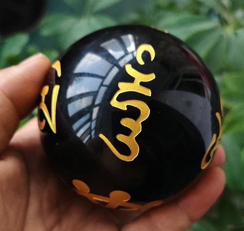 638g NATURAL OBSIDIANA TALLADA REZA POR BUENA SUERTE BOLA ESFERA CRISTAL CURACIÓN - Imagen 6 de 16