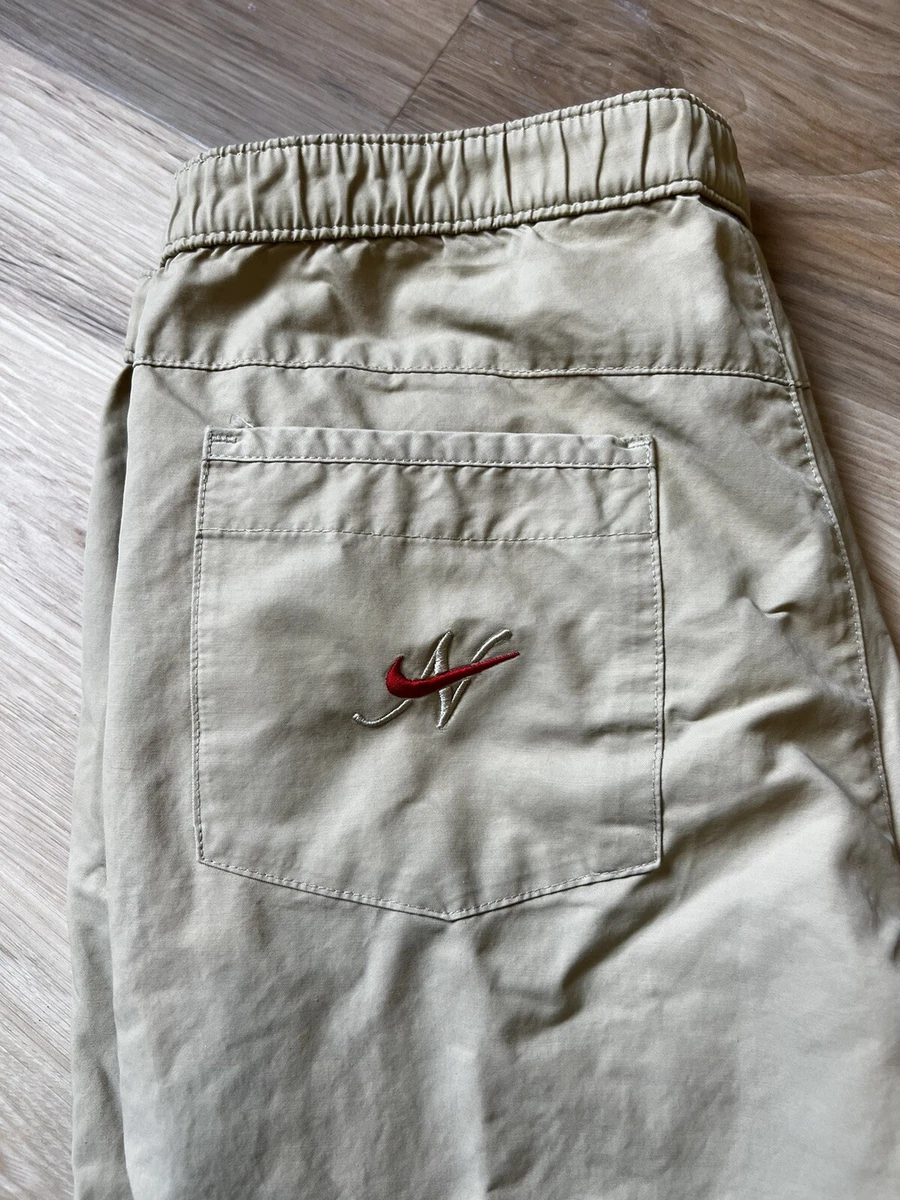 Vintage Nike Y2K Nylon Track Flare Pants Grey Tag Gold Red XS Rare OG VTG
