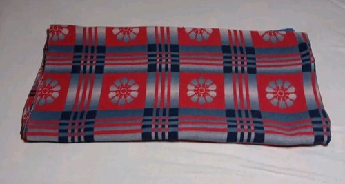BEACON 30s 40s Camp Blanket Reversible Blue Red Grey 72" x 69" Cotton EXCELLENT - Picture 12 of 15