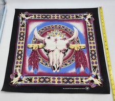 Vintage Hav-A-Hank Southwestern Cow Steer Skull Native American Bandana 21"x21"