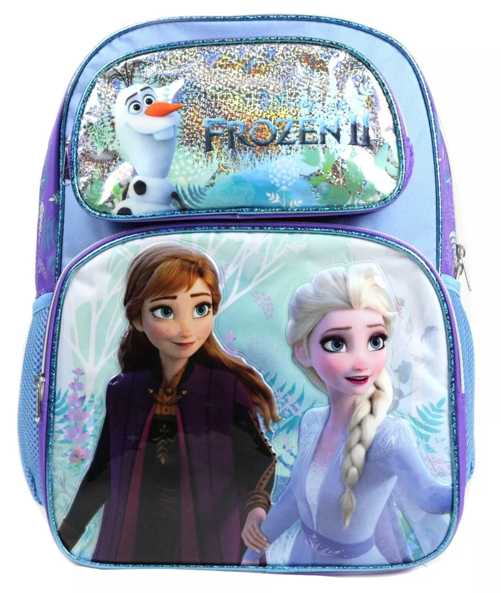 Frozen II Backpack Anna Elsa Olaf Blue Purple 16 Book Bag eBay