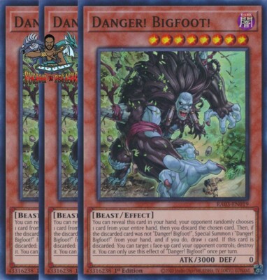 Yugioh! 3x Danger! Bigfoot! RA03-EN019 Super Rare 1st Ed NM