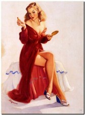 GIL ELVGREN Pinup Girl CANVAS PRINT Lipstick Doesn't keep Chap Away 32X24"