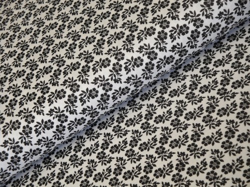 Reproduction Calico White Black Floral Cotton Sewing Quilt Apparel Fabric - Picture 3 of 7