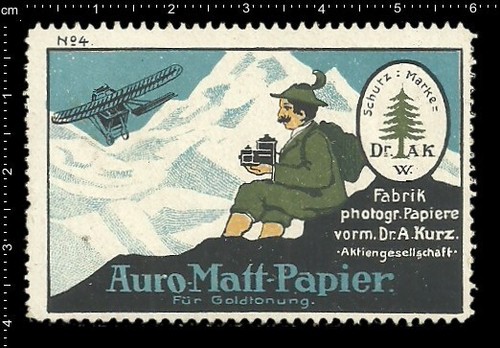 German poster stamp Cinderella photo camera photography airplane arist KÖLBEL