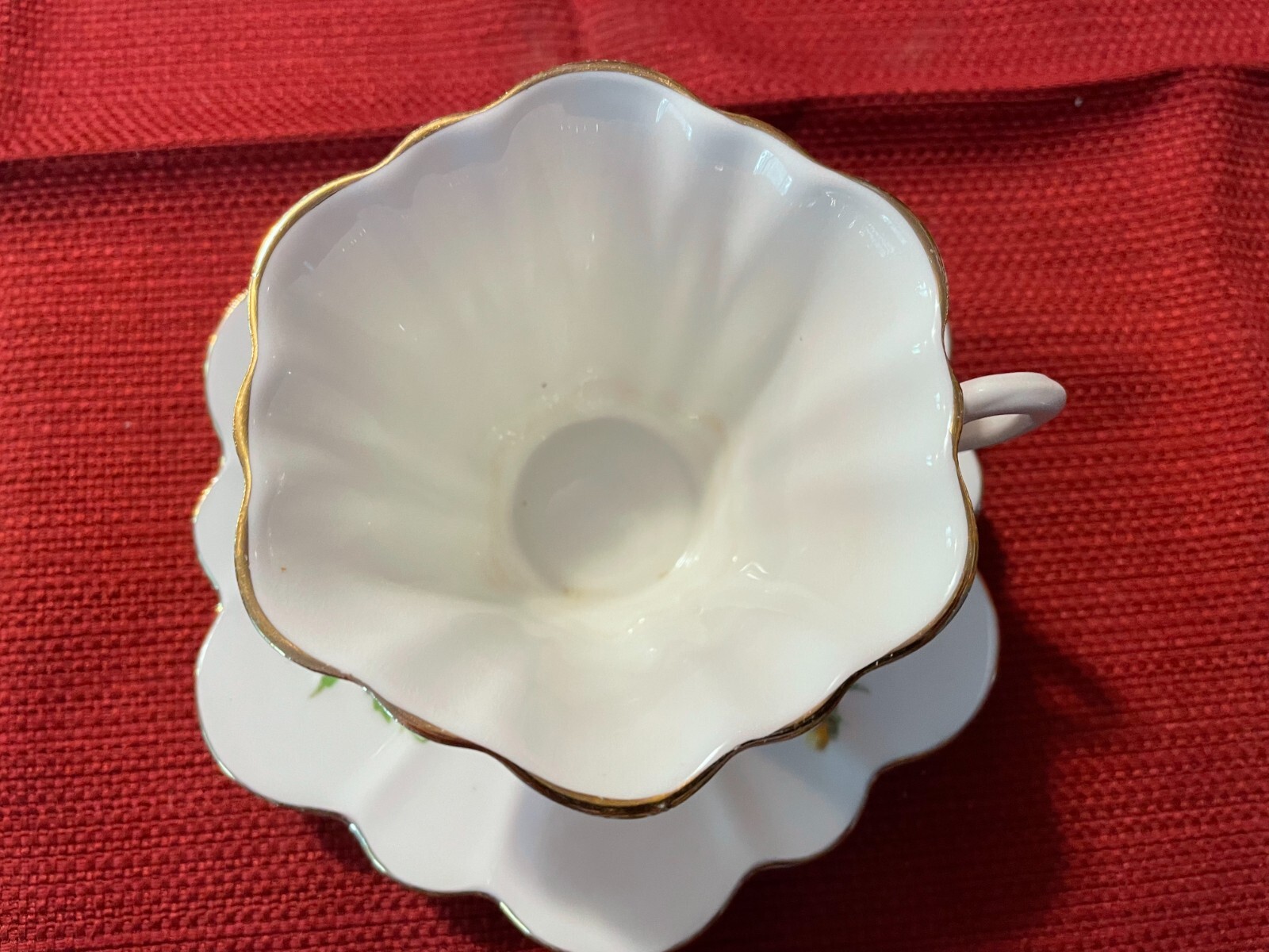 Vintage Bone China Cup & Saucer, Floral Multicolor with Gold Trim as shown 1a