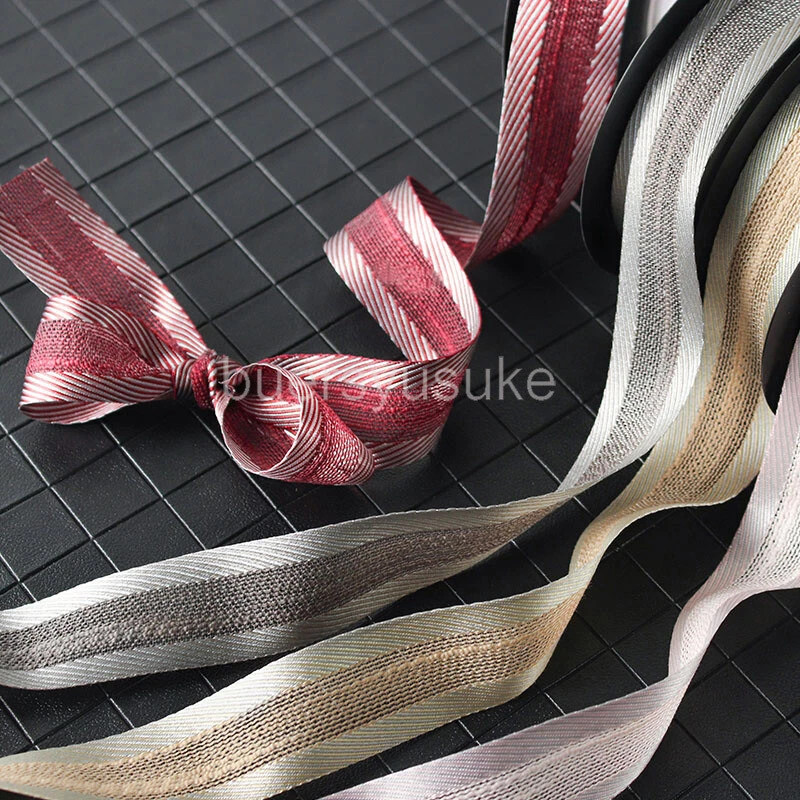 7 Colors Wide Twill Edge Stripe Ribbon with Mesh Web Center - 2.5cm*10 Yards - Image 2 of 3