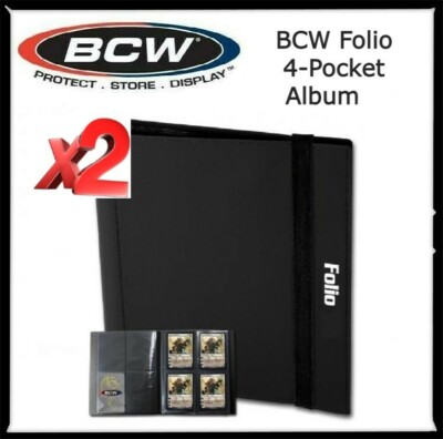 2 BCW Folio 4 Pocket BLACK Album Acid-Free Archival NO PVC 20 Double Sided Pages