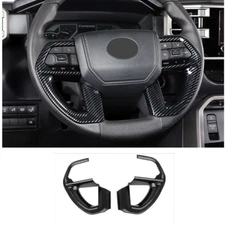 For Toyota Tundra 2022 2023 Steering Wheel Trim 2pcs ABS Carbon fiber