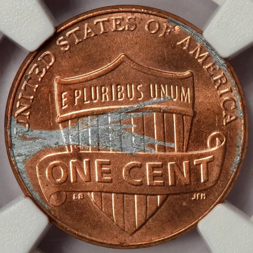 2014 D NGC MS63  Defective Plating Shield Cent Mint Error Rare Date For Errors