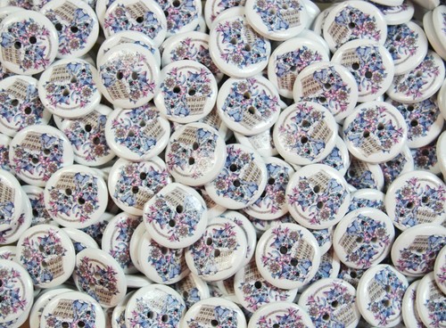 Wooden Buttons 2 Hole Children's Printed - Unique Prints 15mm, 20mm & 25mm - Picture 17 of 29