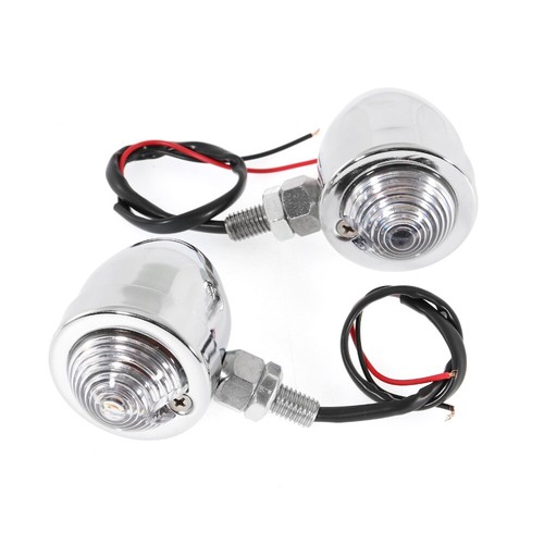 2x Chrome Motorcycle Turn Signal Lights Amber Blinker for Harley Bobber - 第 1/11 張圖片