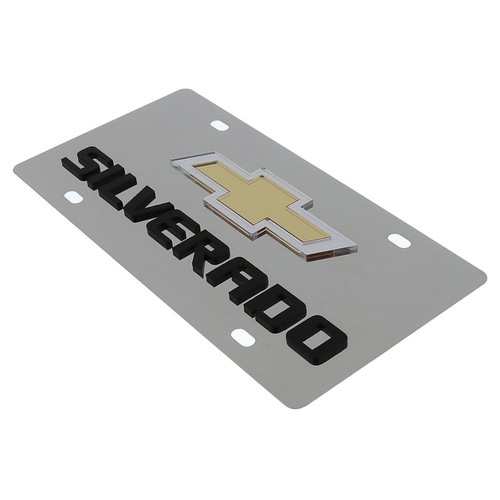 Placa de matrícula Chevy Silverado con doble logotipo (cromo) - Imagen 3 de 4