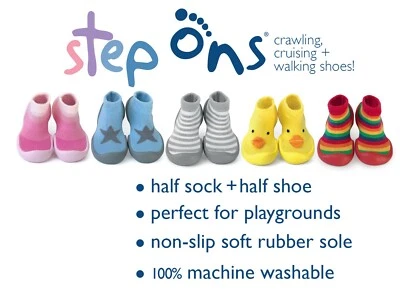 Step Ons by Dribble Ons - Non-Slip Rubber Soled Half Sock Half Shoe - FREE P&P