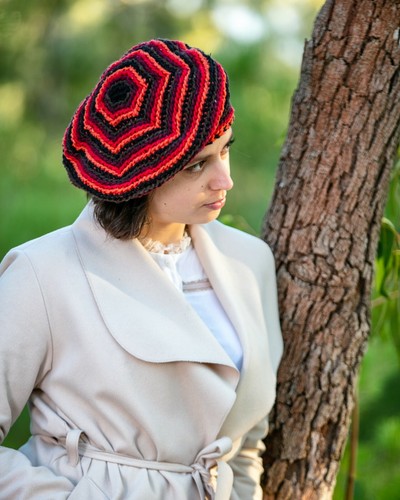 crochet tam hat, fashion accessories 