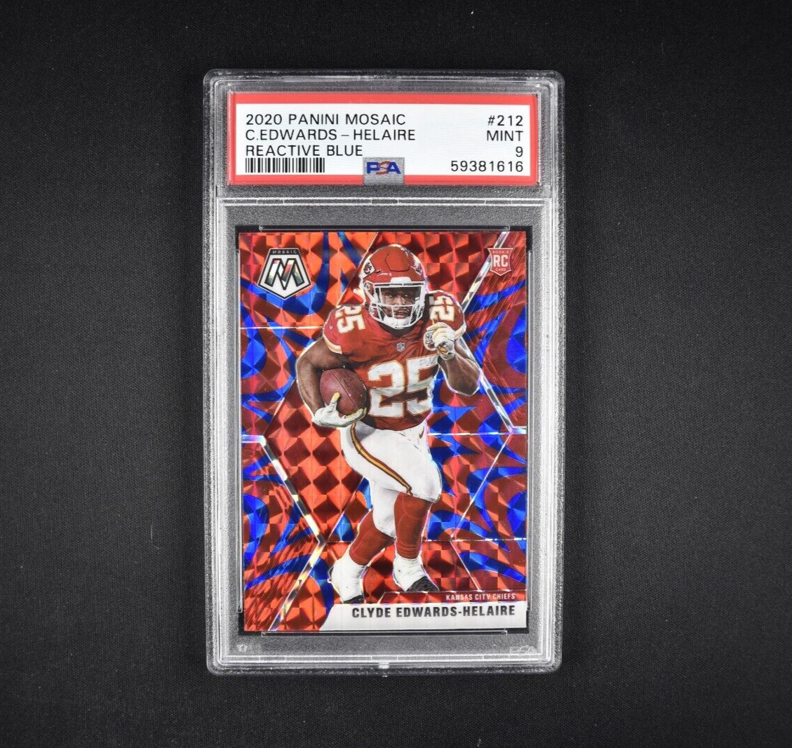 2020 Panini Mosaic Clyde Edwards-Helaire RC Reactive Blue PSA 9 Chiefs