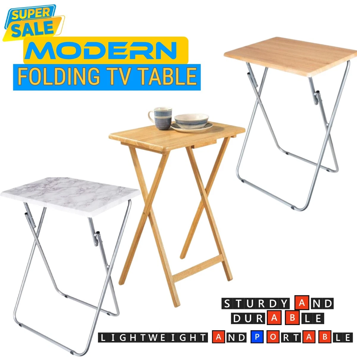 Folding Wooden Snack Table TV Side End Laptop Tea Coffee Picnic