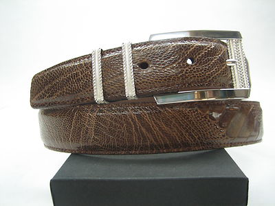 Sterling silver 925 buckle 2 loops w/Genuine Ostrich 30 mm belt