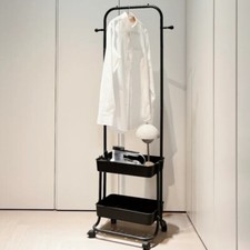 150cm Coat Stand Garment Rack Metal Clothes Rail Hat Umbrella Hanger on Wheels