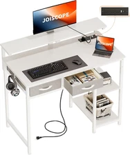 Home Office Desk with Power Outlets (3AC, USB, Type-C)40 × 20 Inch Computer Desk
