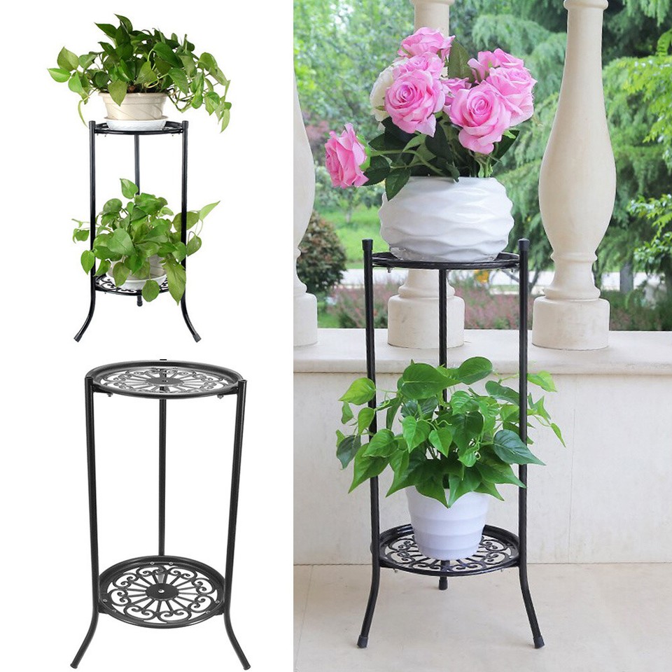 Metal/Wooden Plant Flower Stand Pot Open Display Shelf Outdoor Indoor ...