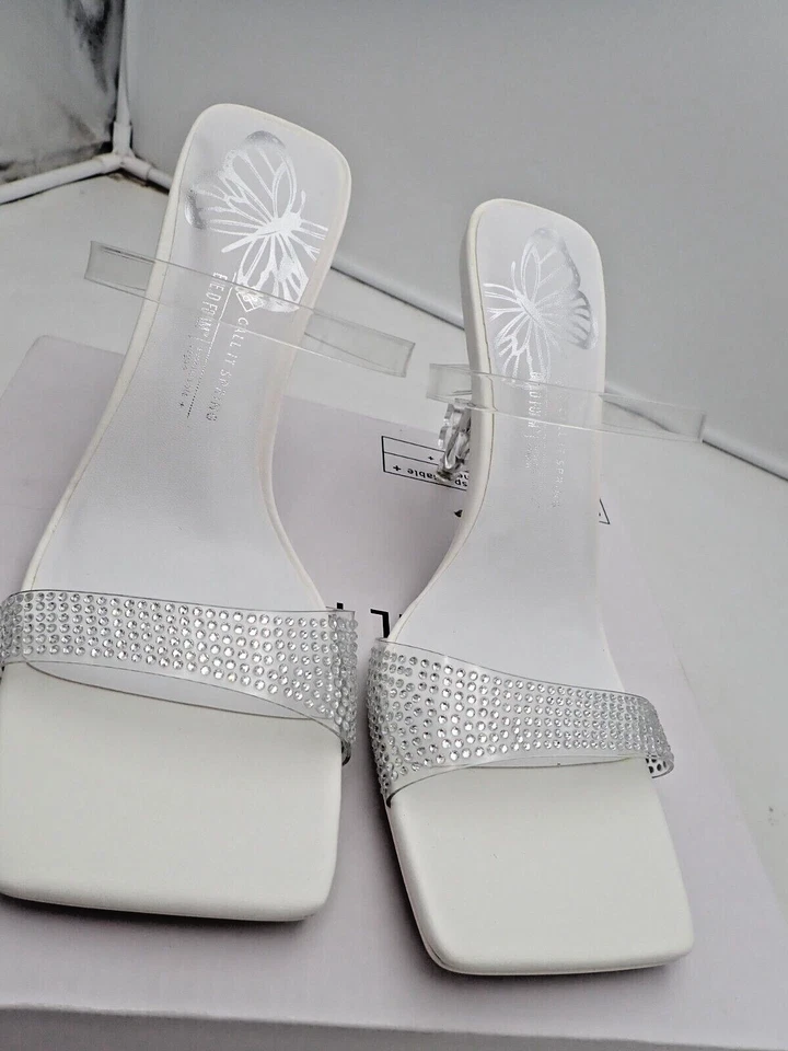 Call It Spring Women's Papillon Heeled Sandal with Buttterflies, White, Size 8.5 - Image 4 of 4