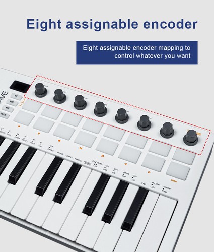 M-VAVE 25-Key MIDI Keyboard SMK-25 Ⅱ Black White Mini Portable DJ Controller Pad - Picture 10 of 18