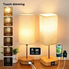 Touch Control Bedside Lamps Dimmable Table Lamp with Dual USB Charging Ports